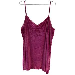 VICTORIA'S SECRET Fairy Velvet & Lace Chemise Slip Cami Top • XXL • fuchsia pink